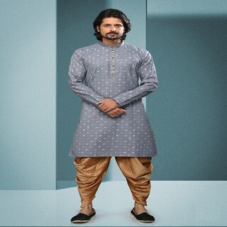                       Raivat Ethnic Grey Colour Cotton Digital Print Kurta Pajama 1571                                              