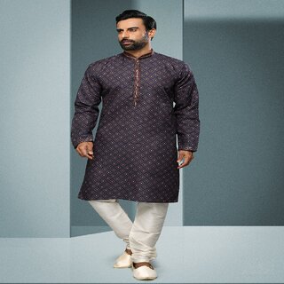                       Raivat Ethnic Blue Colour Cotton Digital Print Kurta Pajama 1590                                              