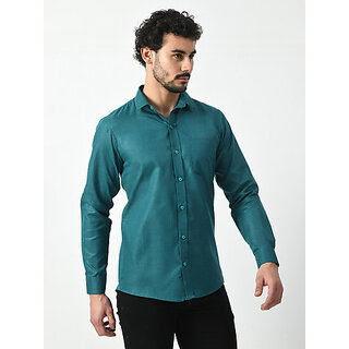 Premium Men Alokk Men Regular Fit Solid Curved Collar Casual Shirt (Blue) 2025 at ShopCircuit | 