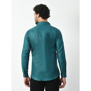 Premium Men Alokk Men Regular Fit Solid Curved Collar Casual Shirt (Blue) 2025 at ShopCircuit | 