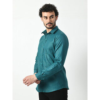 Premium Men Alokk Men Regular Fit Solid Curved Collar Casual Shirt (Blue) 2025 at ShopCircuit | 