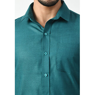 Premium Men Alokk Men Regular Fit Solid Curved Collar Casual Shirt (Blue) 2025 at ShopCircuit | 