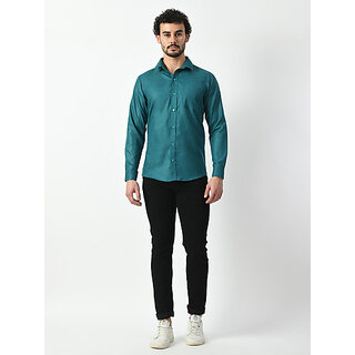 Premium Men Alokk Men Regular Fit Solid Curved Collar Casual Shirt (Blue) 2025 at ShopCircuit | 