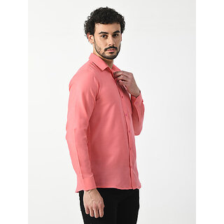 Exclusive Men Alokk Men Regular Fit Self Design Curved Collar Casual Shirt (Pink) 2025 at ShopCi