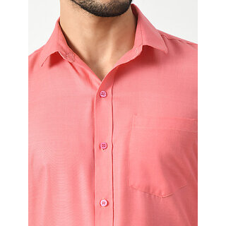 Exclusive Men Alokk Men Regular Fit Self Design Curved Collar Casual Shirt (Pink) 2025 at ShopCi