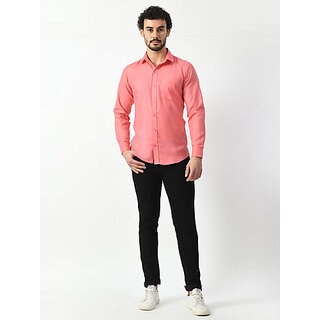 Exclusive Men Alokk Men Regular Fit Self Design Curved Collar Casual Shirt (Pink) 2025 at ShopCi