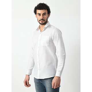 Premium Men Alokk Men Regular Fit Solid Curved Collar Casual Shirt (White) 2025 at ShopCircuit |