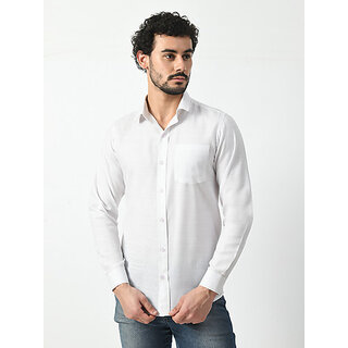 Premium Men Alokk Men Regular Fit Solid Curved Collar Casual Shirt (White) 2025 at ShopCircuit |