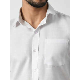 Premium Men Alokk Men Regular Fit Solid Curved Collar Casual Shirt (White) 2025 at ShopCircuit |