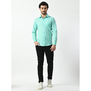 Latest Men Alokk Men Regular Fit Solid Curved Collar Casual Shirt (Light Blue) 2025 at ShopCircu