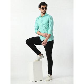 Latest Men Alokk Men Regular Fit Solid Curved Collar Casual Shirt (Light Blue) 2025 at ShopCircu