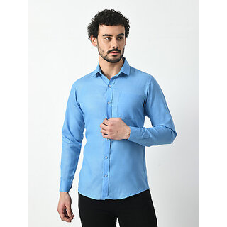 Top Men Alokk Men Regular Fit Solid Curved Collar Casual Shirt (Blue) 2025 at ShopCircuit | ONDC