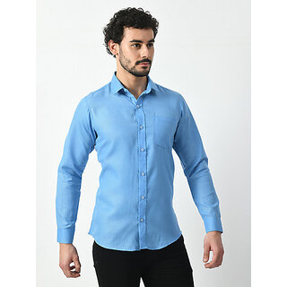 Top Men Alokk Men Regular Fit Solid Curved Collar Casual Shirt (Blue) 2025 at ShopCircuit | ONDC