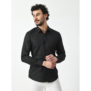 Top Men Alokk Men Regular Fit Solid Curved Collar Casual Shirt (Black) 2025 at ShopCircuit | OND