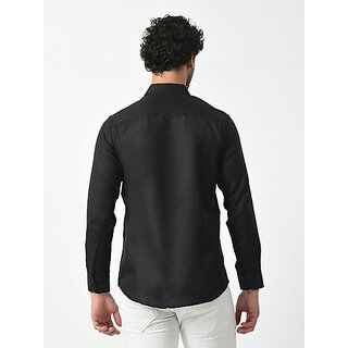 Top Men Alokk Men Regular Fit Solid Curved Collar Casual Shirt (Black) 2025 at ShopCircuit | OND