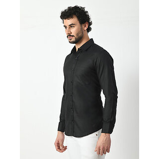 Top Men Alokk Men Regular Fit Solid Curved Collar Casual Shirt (Black) 2025 at ShopCircuit | OND