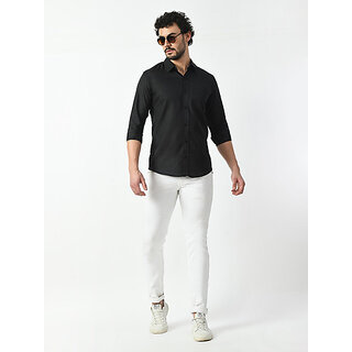 Top Men Alokk Men Regular Fit Solid Curved Collar Casual Shirt (Black) 2025 at ShopCircuit | OND