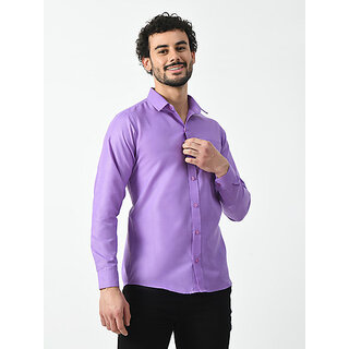 Affordable Men Alokk Men Regular Fit Solid Curved Collar Casual Shirt (Purple) 2025 at ShopCircu