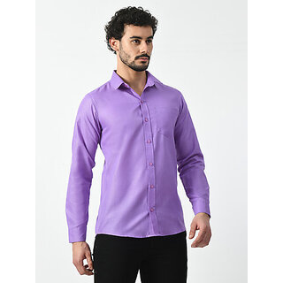 Affordable Men Alokk Men Regular Fit Solid Curved Collar Casual Shirt (Purple) 2025 at ShopCircu