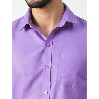 Affordable Men Alokk Men Regular Fit Solid Curved Collar Casual Shirt (Purple) 2025 at ShopCircu