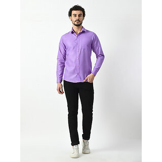 Affordable Men Alokk Men Regular Fit Solid Curved Collar Casual Shirt (Purple) 2025 at ShopCircu