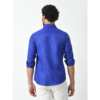 Top Men Alokk Men Regular Fit Solid Curved Collar Casual Shirt (Dark Blue) 2025 at ShopCircuit |