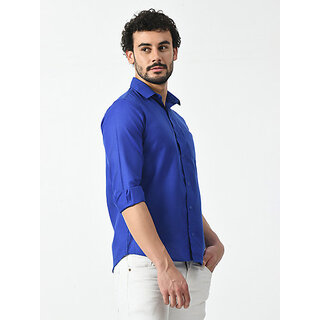 Top Men Alokk Men Regular Fit Solid Curved Collar Casual Shirt (Dark Blue) 2025 at ShopCircuit |