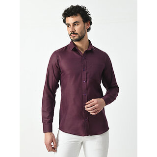 Top Men Alokk Men Regular Fit Solid Button Down Collar Casual Shirt (Purple) 2025 at ShopCircuit