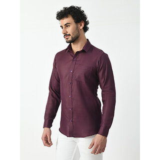 Top Men Alokk Men Regular Fit Solid Button Down Collar Casual Shirt (Purple) 2025 at ShopCircuit