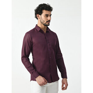 Top Men Alokk Men Regular Fit Solid Button Down Collar Casual Shirt (Purple) 2025 at ShopCircuit