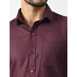 Top Men Alokk Men Regular Fit Solid Button Down Collar Casual Shirt (Purple) 2025 at ShopCircuit