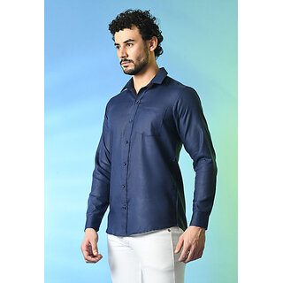 Elegant Men Alokk Men Regular Fit Solid Button Down Collar Casual Shirt (Blue) 2025 at ShopCircu
