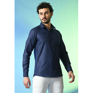 Elegant Men Alokk Men Regular Fit Solid Button Down Collar Casual Shirt (Blue) 2025 at ShopCircu