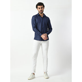 Elegant Men Alokk Men Regular Fit Solid Button Down Collar Casual Shirt (Blue) 2025 at ShopCircu