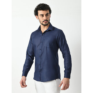 Elegant Men Alokk Men Regular Fit Solid Button Down Collar Casual Shirt (Blue) 2025 at ShopCircu