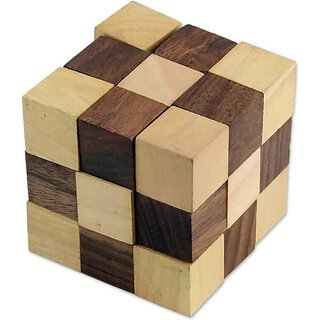                       Wooden Snake Cube Puzzle(Brown, Yellow)                                              