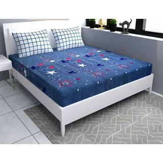                       King Size Elastic Fitted Bedsheet with Two Pillow Covers (Fits up to 10 inch mattress)                                              