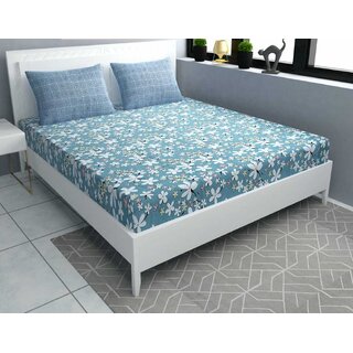                       King Size Elastic Fitted Bedsheet with Two Pillow Covers (Fits up to 10 inch mattress)                                              