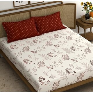                       King Size Elastic Fitted Bedsheet with Two Pillow Covers (Fits up to 10 inch mattress)                                              