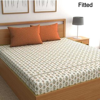                       King Size Elastic Fitted Bedsheet with Two Pillow Covers (Fits up to 10 inch mattress)                                              