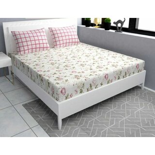 King Size Elastic Fitted Bedsheet with Two Pillow Covers (Fits up to 10 inch mattress) King Size Elastic Fitted Bedsheet with Two Pillow Covers (Fits up to 10 inch mattress)