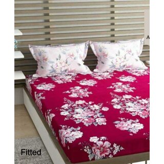                       King Size Elastic Fitted Bedsheet with Two Pillow Covers (Fits up to 10 inch mattress)                                              