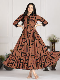 Printed Crepe Long Fancy Gown For Women's Girl