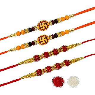 (Pack of 4) Antiqworld Sidhivinayak Gold And Rhodium Plated Alloy Rakhi For Lovely Brother (Pack of 4) Antiqworld Sidhivinayak Gold And Rhodium Plated Alloy Rakhi For Lovely Brother