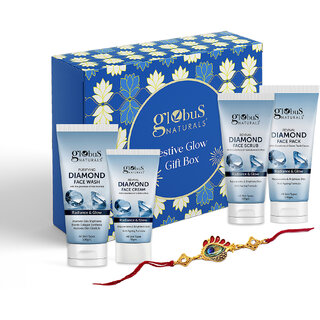 (Combo of 4 ) Globus Naturals Revival Diamond Rakhi Glow Gift Box, Face Wash 100Gm, Face Scrub 100Gm, Face Cream 50Gm, Face Pack 100Gm (Combo of 4 ) Globus Naturals Revival Diamond Rakhi Glow Gift Box, Face Wash 100Gm, Face Scrub 100Gm, Face Cream 50Gm, Face Pack 100Gm