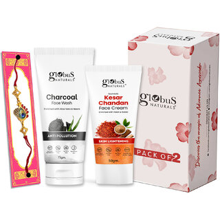 (Combo of 2) Globus Naturals Rakhi Special Combo- Charcoal Face Wash 75Gm & Kesar Chandan Face Cream 50Gm (Combo of 2) Globus Naturals Rakhi Special Combo- Charcoal Face Wash 75Gm & Kesar Chandan Face Cream 50Gm