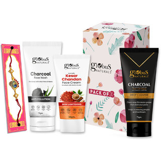 (Combo of 3) Globus Naturals Rakhi Special Combo- Charcoal Face Wash 75Gm, Charcoal Peel Off Mask 75Gm, Kesar Chandan Face Cream 50Gm (Combo of 3) Globus Naturals Rakhi Special Combo- Charcoal Face Wash 75Gm, Charcoal Peel Off Mask 75Gm, Kesar Chandan Face Cream 50Gm