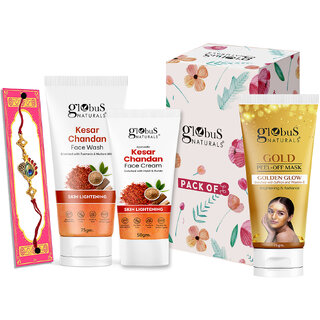 (Combo of 3) Globus Naturals Rakhi Special Combo- Kesar Chandan Face Wash 75Gm, Gold Peel Off Mask 75Gm, Kesar Chandan Face Cream 50Gm (Combo of 3) Globus Naturals Rakhi Special Combo- Kesar Chandan Face Wash 75Gm, Gold Peel Off Mask 75Gm, Kesar Chandan Face Cream 50Gm