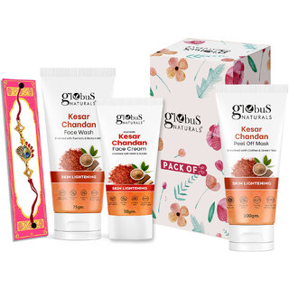 (Combo of 3) Globus Naturals Rakhi Special Combo- Kesar Chandan Face Wash 75Gm, Kesar Chandan Peel Off Mask 75Gm, Kesar Chandan Face Cream 50Gm (Combo of 3) Globus Naturals Rakhi Special Combo- Kesar Chandan Face Wash 75Gm, Kesar Chandan Peel Off Mask 75Gm, Kesar Chandan Face Cream 50Gm