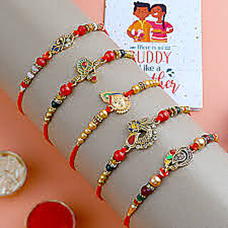                       BIYANKA 2 Multicolours Rakhi with 2 Cadubry Chocolate (Combo of 4)                                              
